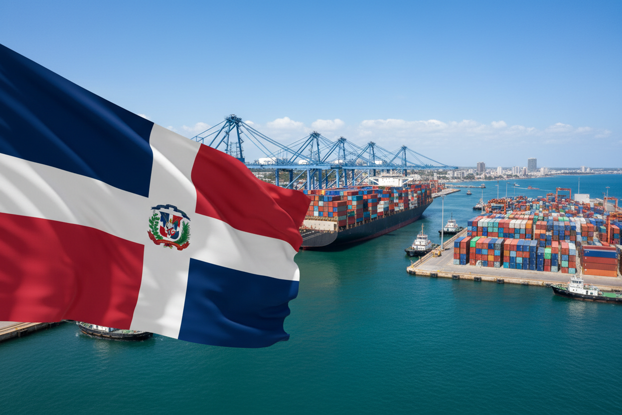 dominican republic flag and shipping